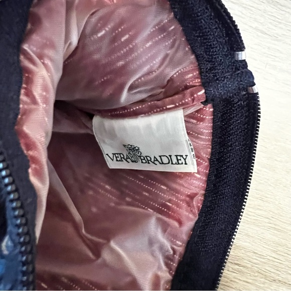 Vintage VERA BRADLEY Classic Navy 1999 Cosmetic Case Lined Red Butterflies USA - Picture 10 of 11